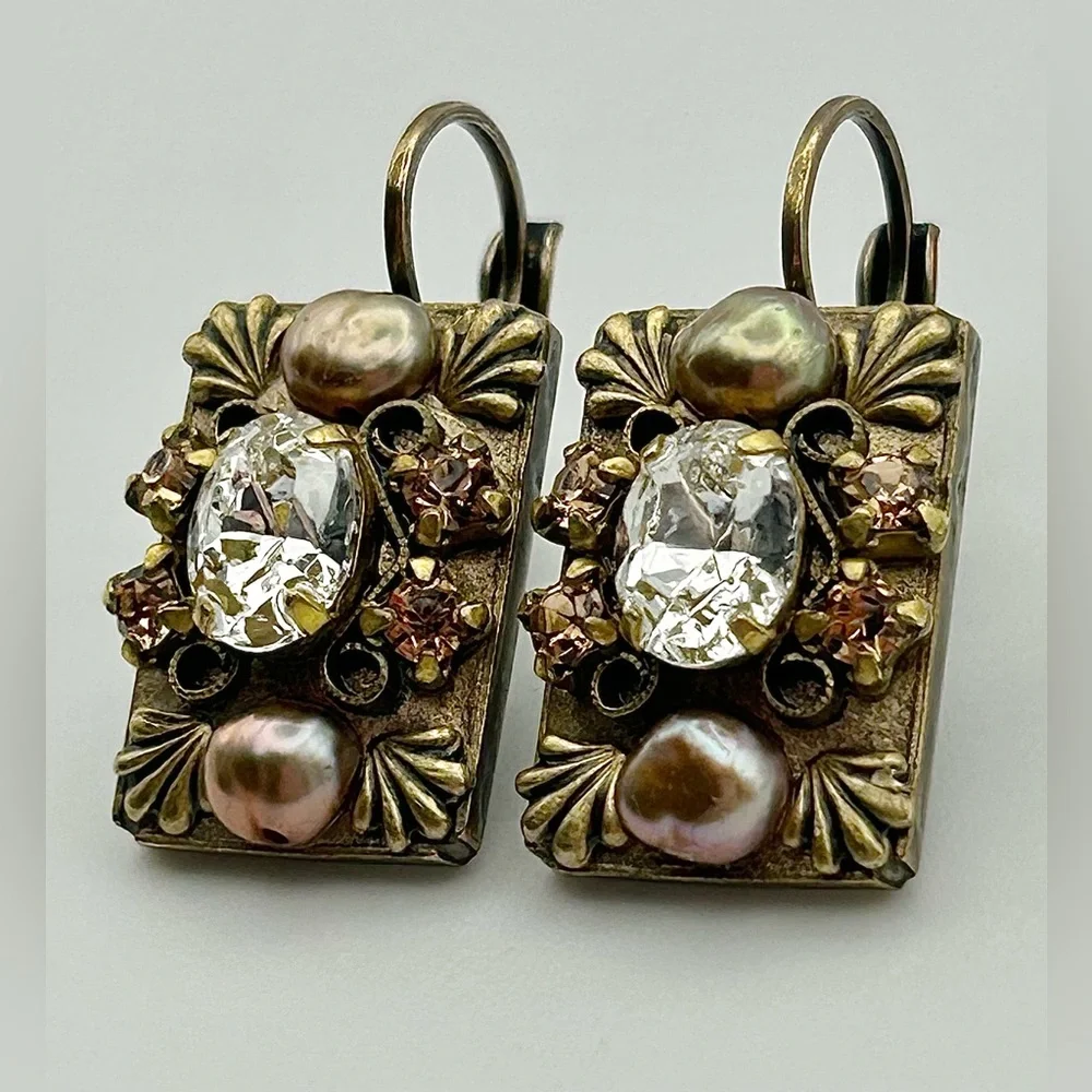 Michal Golan Gold Tone Pearl Earrings - Picture 3 of 13